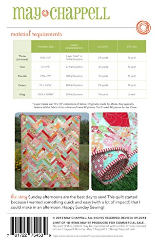 Lazy Sunday Quilt, Quilt Pattern, Fat Quarter and Layer Cake Friendly, 5 Finished Size Options