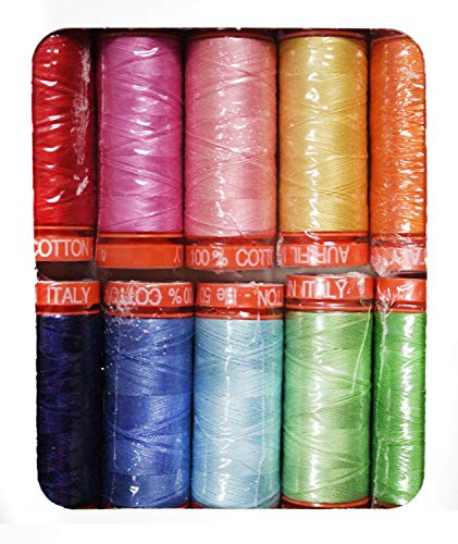 Aurifil Thread Set HAPPY COLORS By Lori Holt 50wt Cotton 10 Small (220 yard) Spools