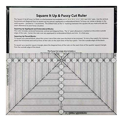 Creative Grids 8-1/2 inch Square It Up or Fussy Cut Square Quilt Ruler