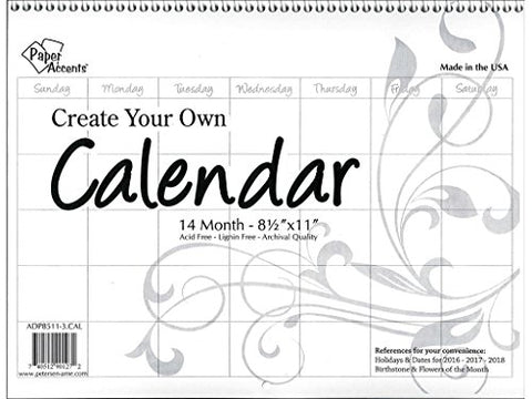 CYO Calendar 8.5x11 14 Month Landscape Blank White