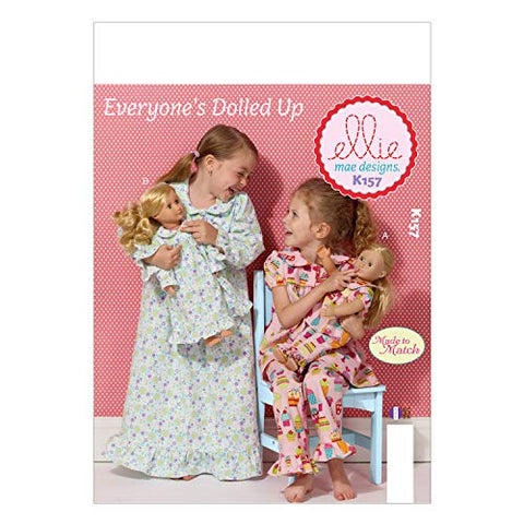 KWIK-SEW PATTERNS K0157OSZ Girls'/18-Inch Doll's Loungewear Sewing Template