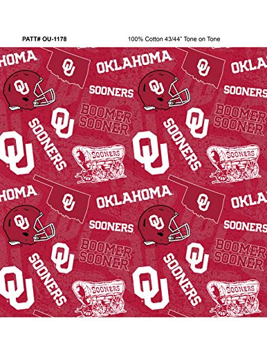 University of Oklahoma Cotton Fabric with New Tone ON Tone Design Newest Pattern