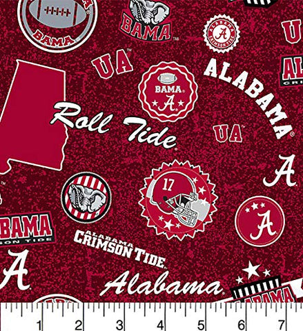 University of Alabama Cotton Fabric Home State Design-Newest Pattern-Sold by The Yard-SYKEL NCAA Cotton Fabric