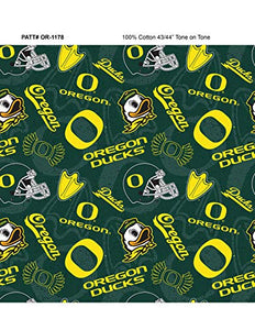 University of Oregon Cotton Fabric with New Tone ON Tone Design Newest Pattern