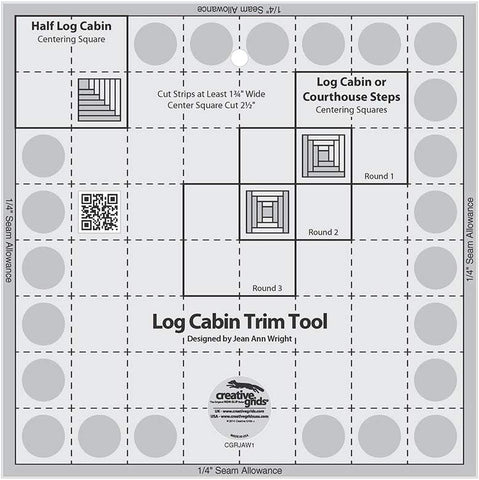 Creative Grids Log Cabin Trim Tool for 8in Finished Blocks Quilt Ruler - CGRJAW1 - USED