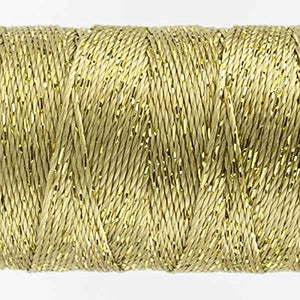 WonderFil Specialty Threads Dazzle, 200 yard, Gold. Rayon with One Strand of Metallic. 8wt.