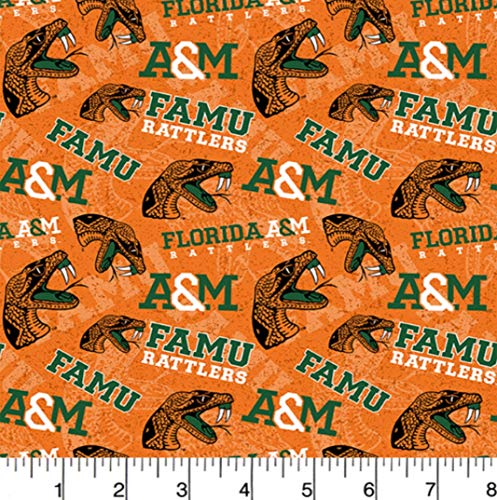 Florida A&M Rattlers NCAA College 43" Wide Cotton Quilting Fabric Sold by Yard