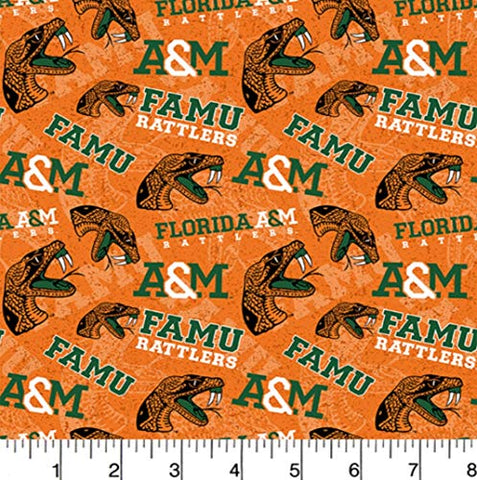Florida A&M Rattlers NCAA College 43" Wide Cotton Quilting Fabric Sold by Yard