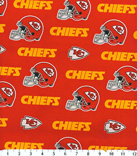 Cotton NFL Kansas City Chiefs Football Print Cotton Fabric By the Yard
