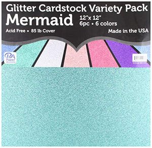 Variety Pack 12x12 6pc Glitter Cdstk Mermaid