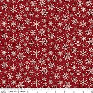 Flannel Christmas Tradition Snowflake Red Fabric by Riley Blake F9971
