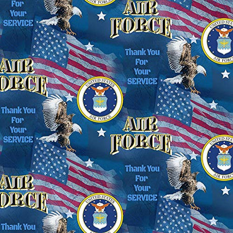 Air Force Military Flags and Decal Design 43" Wide 100% Quilting Cotton Fabric Sold by Yard
